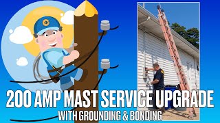 200 AMP Mast Service Upgrade | Surge Protection & Generator Wiring  #200amp #electricserviceupgrade