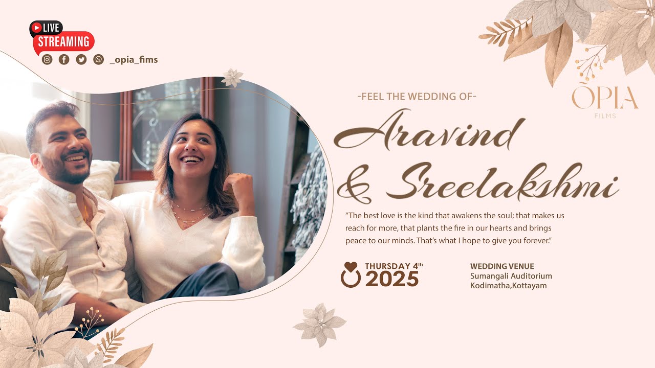 ARAVIND 💕 SREELAKSHMI //WEDDING LIVE STREAMING // 04.09.2025