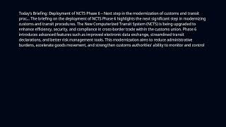 EID Carbon Border Briefing – 2026-10-27 – Today’s Briefing: Deployment of NCTS Phase 6 – Next step…