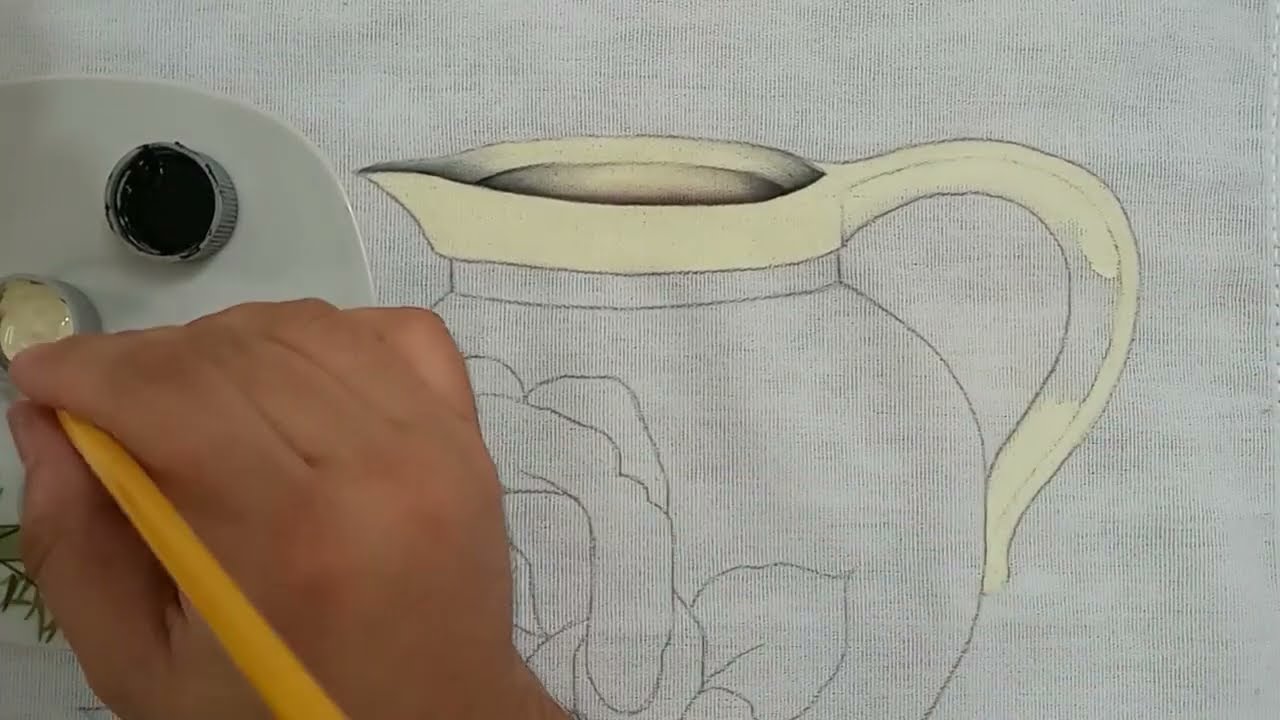 Jarra com Rosa Pintura em Tecido Parte 1 - Aula 342 - Bruno Silva