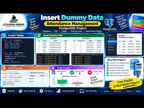 Insert Dummy Data in Tables | Attendance Management System | PostgreSQL Project