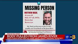 Wife identifies body pulled from the James River in Richmond as missing husband