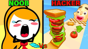 NOOB vs HACKER - SANDWICH RUNNER vs SAVE HER - All Levels Satisfying ASMR iOS Android Gameplay
