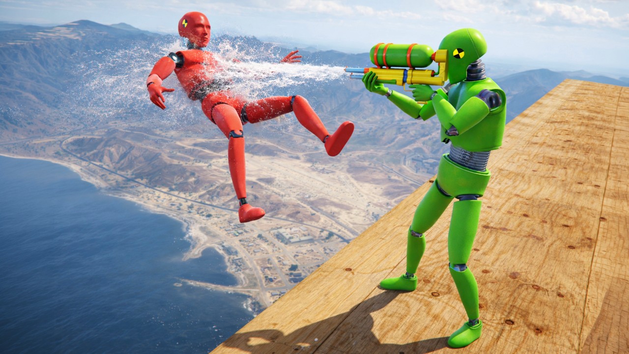 GTA 5 Crash Test Dummy Epic Water Blaster Spraying 2 (GTA 5 Jumps)