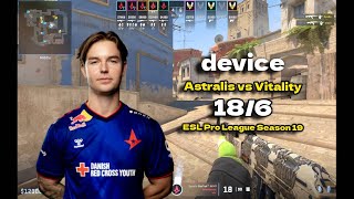 : CS2 POV Astralis device (18/6) vs Vitality (Mirage) @ ESL Pro League Season 19 Semi-final