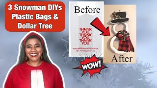 Trash to Treasure & Dollar Tree Snowman DIYs-Plastic Bags & Cardboard!