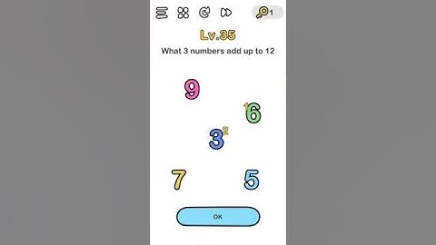 Brain Out level 35 What 3 numbers add up to 12
