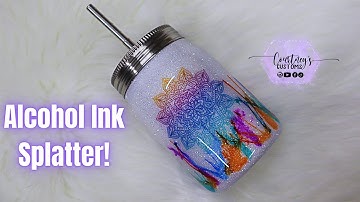 Alcohol Ink Splatter Mason Jar | Mandala Water Slide Image Using Koala Water Slide Paper!