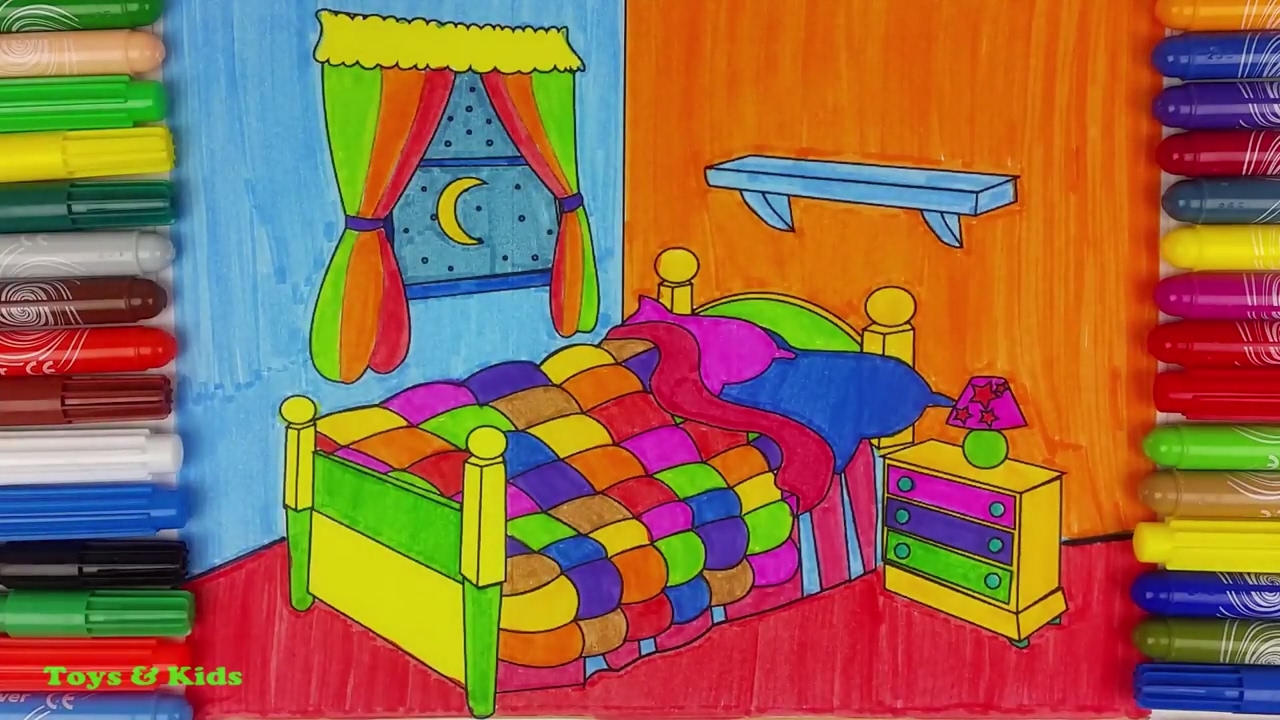 Bedroom Coloring Pages | Coloring Bedroom | Bedsheet Coloring Book