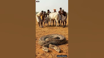Villagers Rush to Rescue—Giant Python Attacks Cow!
