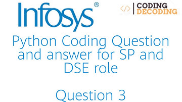 #infosys #python coding Question and answer for SP and DSE role #infosys #pythonprogramming #coding