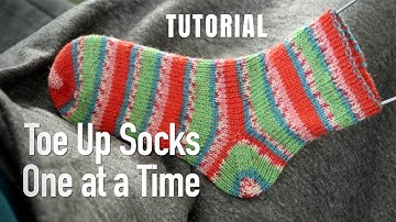 TOE UP SOCK knitting TUTORIAL // Fast and Easy Socks | ONE AT A TIME on 9 inch knitting needles