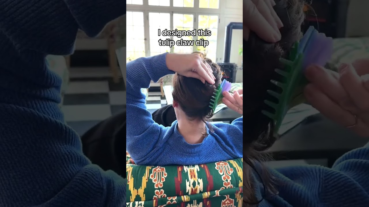 Claw Clip Easy Hair style with Tulip hair accessory made from plants!