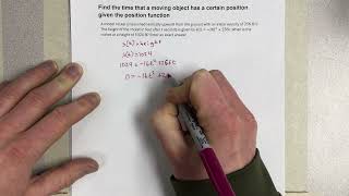 Find the time that a moving object has a certain position given the position function