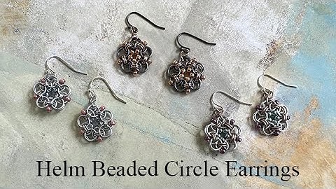 Helm Beaded Circle Earrings - Chainmaille with beads