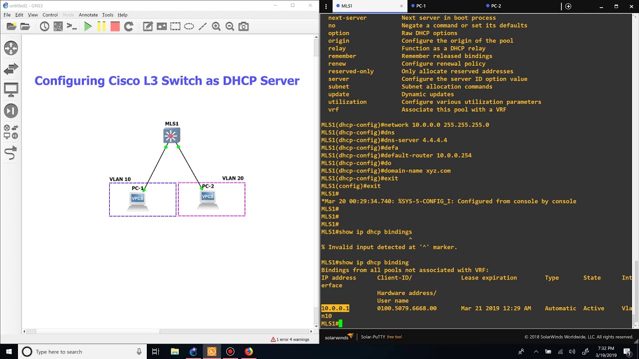 Configuring Cisco Switch as DHCP Server
