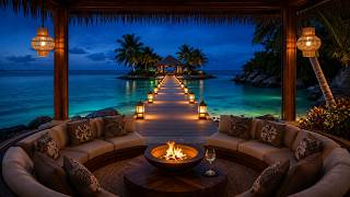 Private Island Escape at Blue Hour 🌴🔥 | Tropical Fire Pit Ambience & Ocean Sounds