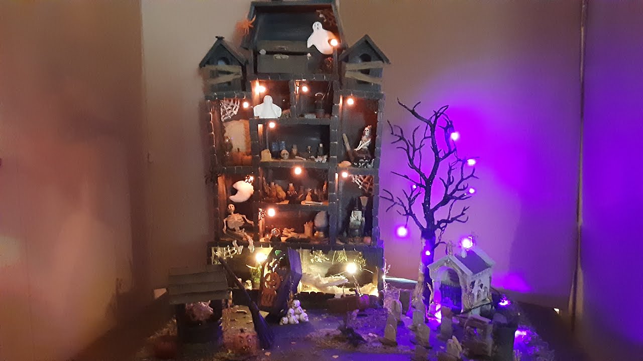 CURIOSITY CABINET hangs on wall - HAUNTED HOUSE w Dollar Tree CRATES! 