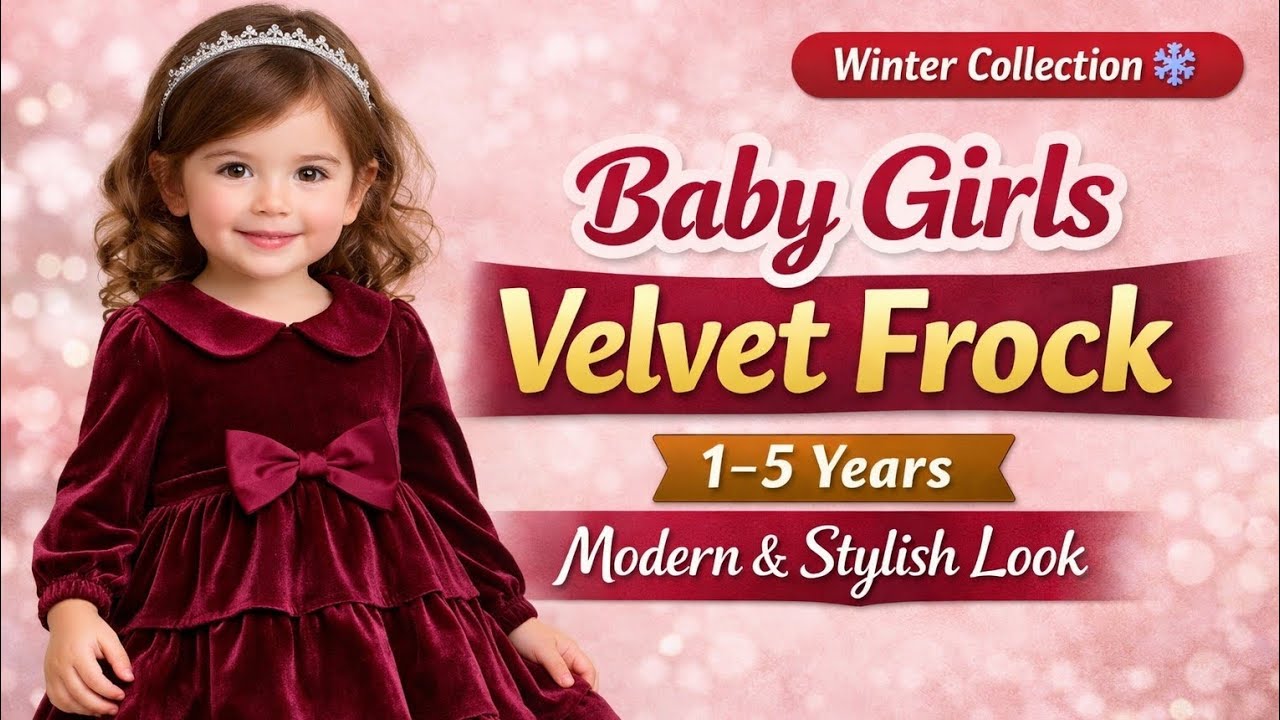 1–5 Year Baby Girls Velvet Frock | Modern & Stylish Frock