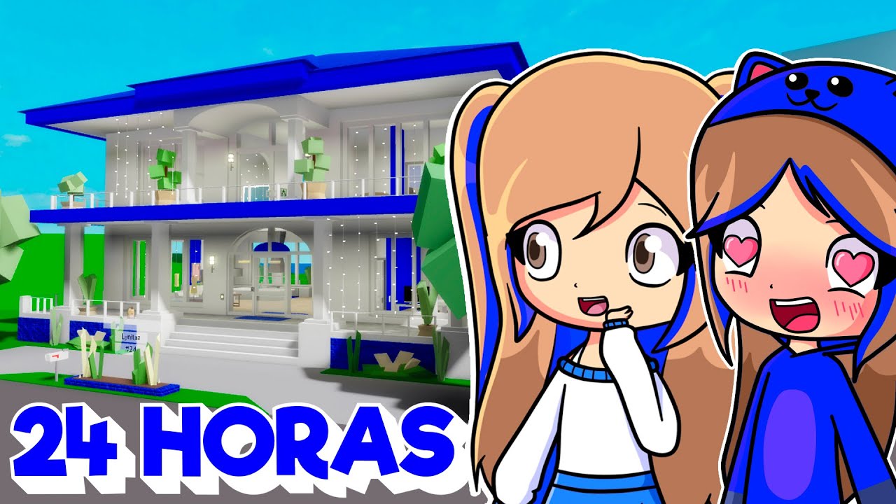 24 HORAS en un MUNDO AZUL en Brookhaven Roblox con Mandarina