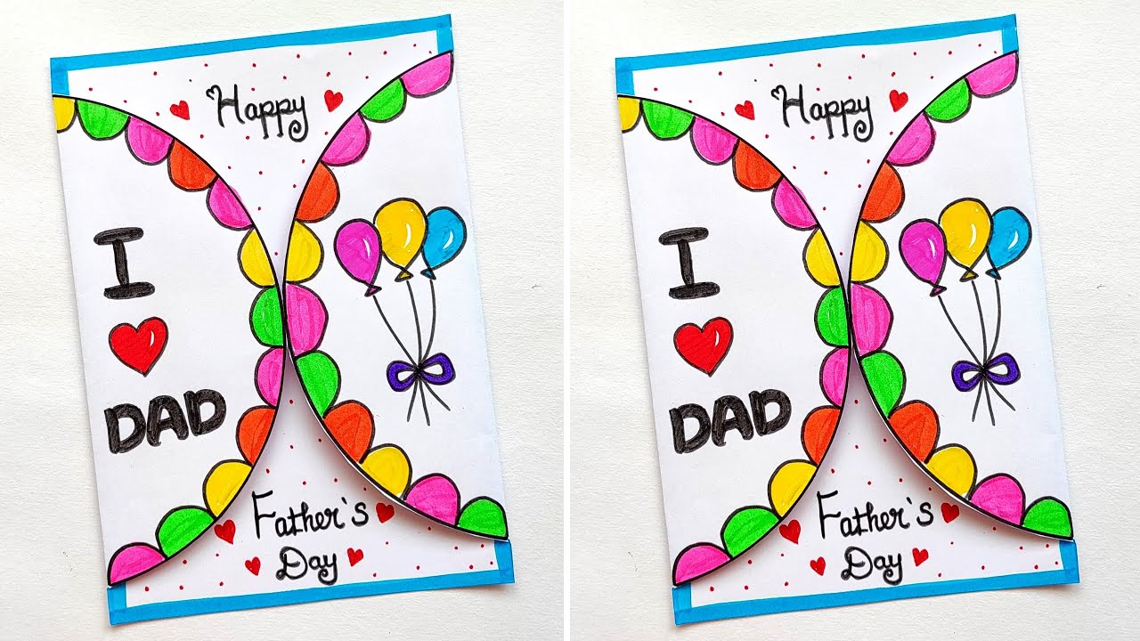 😍 Easy and Cute Father's day card 😍 | How to make Father's day greeting ...