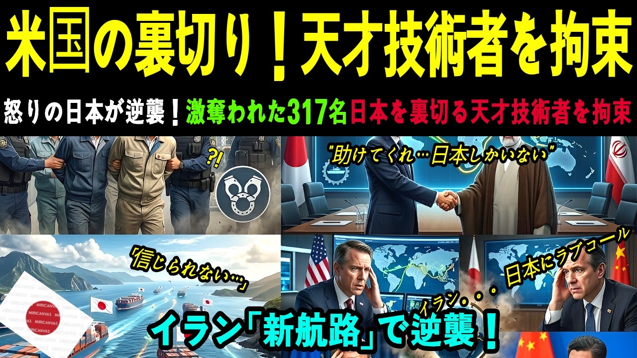 【海外の反応】米国が日本を裏切った結果…天才技術者317名拘束！怒りの日本がイランと手を組んだ「新航路」に世界が震えた！