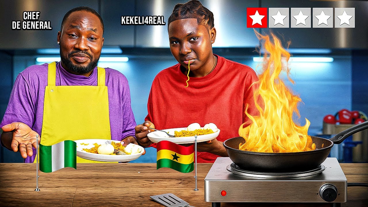 De General cooking one of the best noodles in Ghana with Kekeli4real.