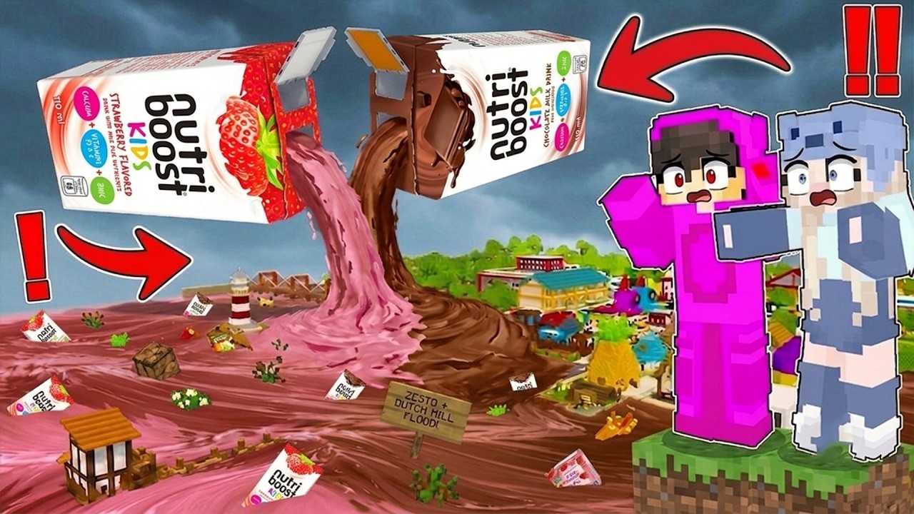 MELTED CHOCOLATE vs STRAWBERRY NUTRIBOOST TSUNAMI Rises Every Minute in Minecraft!