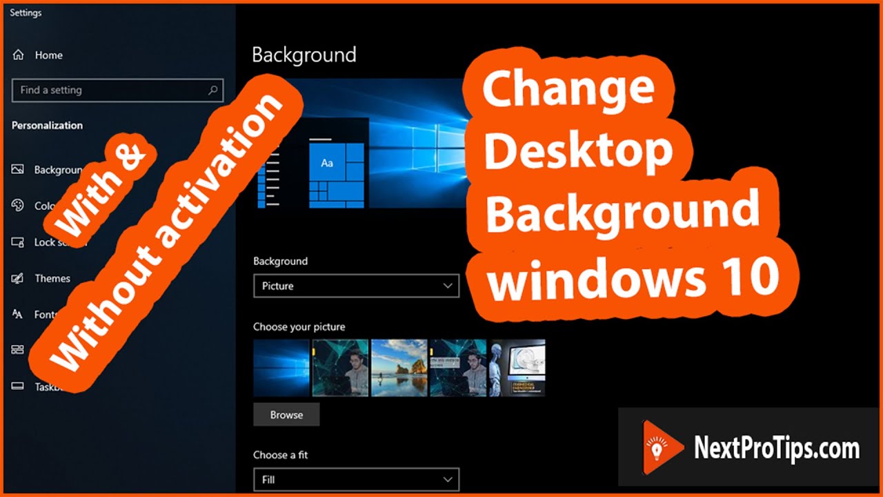 change windows 10 background without activation