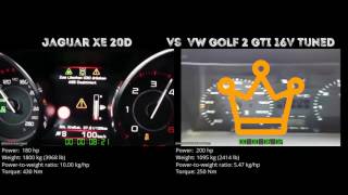 Jaguar XE 20D  vs VW Golf 2 GTI 16V Tuned // 0-100 km/h