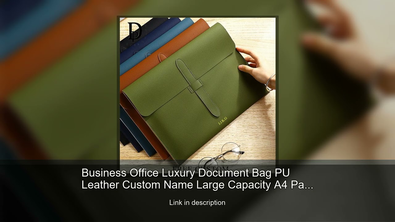 Business Office Luxury Document Bag PU Leather Custom Name Large Capacity A4 Paper File Bag Fas