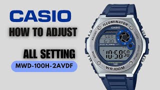 How To Adjust Time Date Alarm Stw Tmr Casio Mwd-100H-2Avdf
