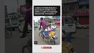 Caring Father Builds A Homemade Seat On His Bicycle So His Daughter Never Misses School ❤️