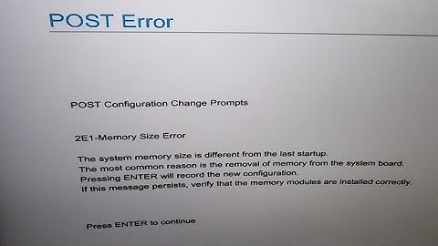2E1 Memory Size Error HP Laptop - Pc