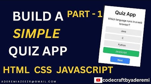 Build a Simple Quiz App with HTML, CSS & JavaScript (Beginner Project Tutorial) - Part 1