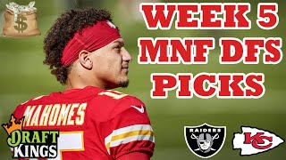 DRAFTKINGS NFL WEEK 5 MNF SHOWDOWN PICKS | MONDAY NIGHT FOOTBALL PICKS | RAIDERS CHIEFS