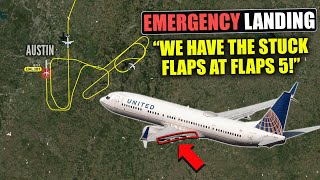 STUCK FLAPS! United Boeing 737 goes around due to flap issue in Austin.