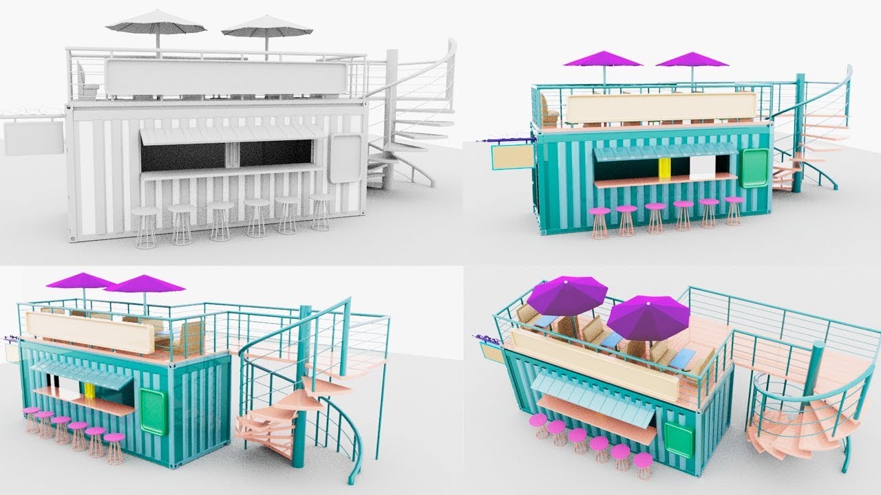 3D Container Cafe Design #containerhome #civilengineering #autocadplan Container Homes   #gagahomes