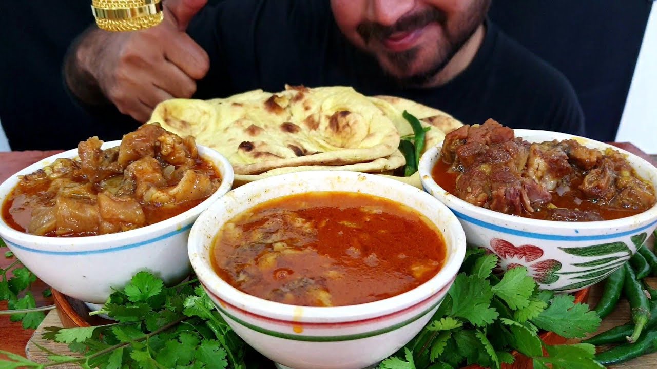 ASMR, Mutton Siri+Mutton Paya+Mutton Nulli+Tandoori Naan+Green Chilli || Real Mukbang(No Talking)