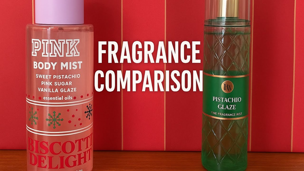 Biscotti Delight Pink Victoria’s Secret vs Pistachio Glaze by Bath & Body Works Comparison Series #1