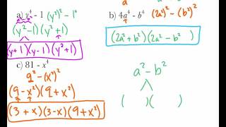 Algebra: 8-5 Quadratic Equations - Difference of Squares
