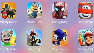 Mighty Micros,Spiderman Unlimited,Tom Run,Subway Surf,Sonic Forces,Skate City,Super Wings Run,Minion screenshot 5