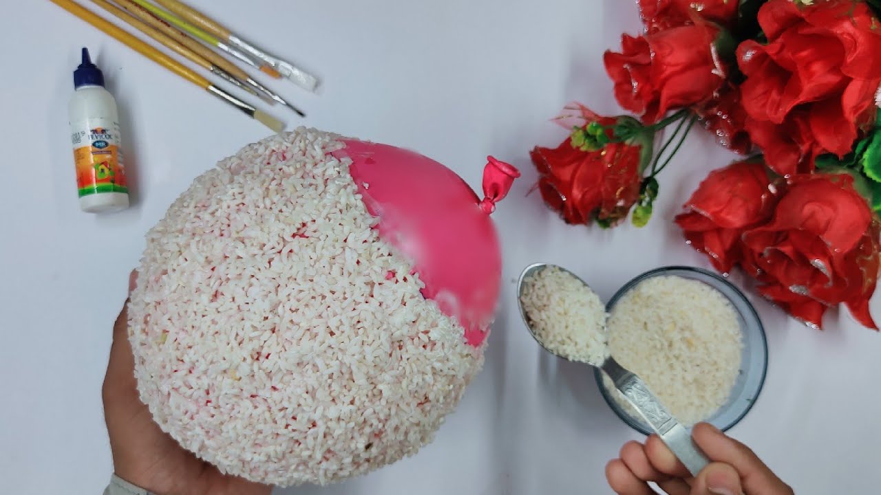 How To Make Flower Vase From Rice And glue Flower Pot Making Flower