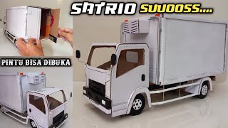 MEMBUAT MINIATUR TRUCK BOX SATRIO SUUOOSS MBOISS DARI KARDUS || BISA OLENG