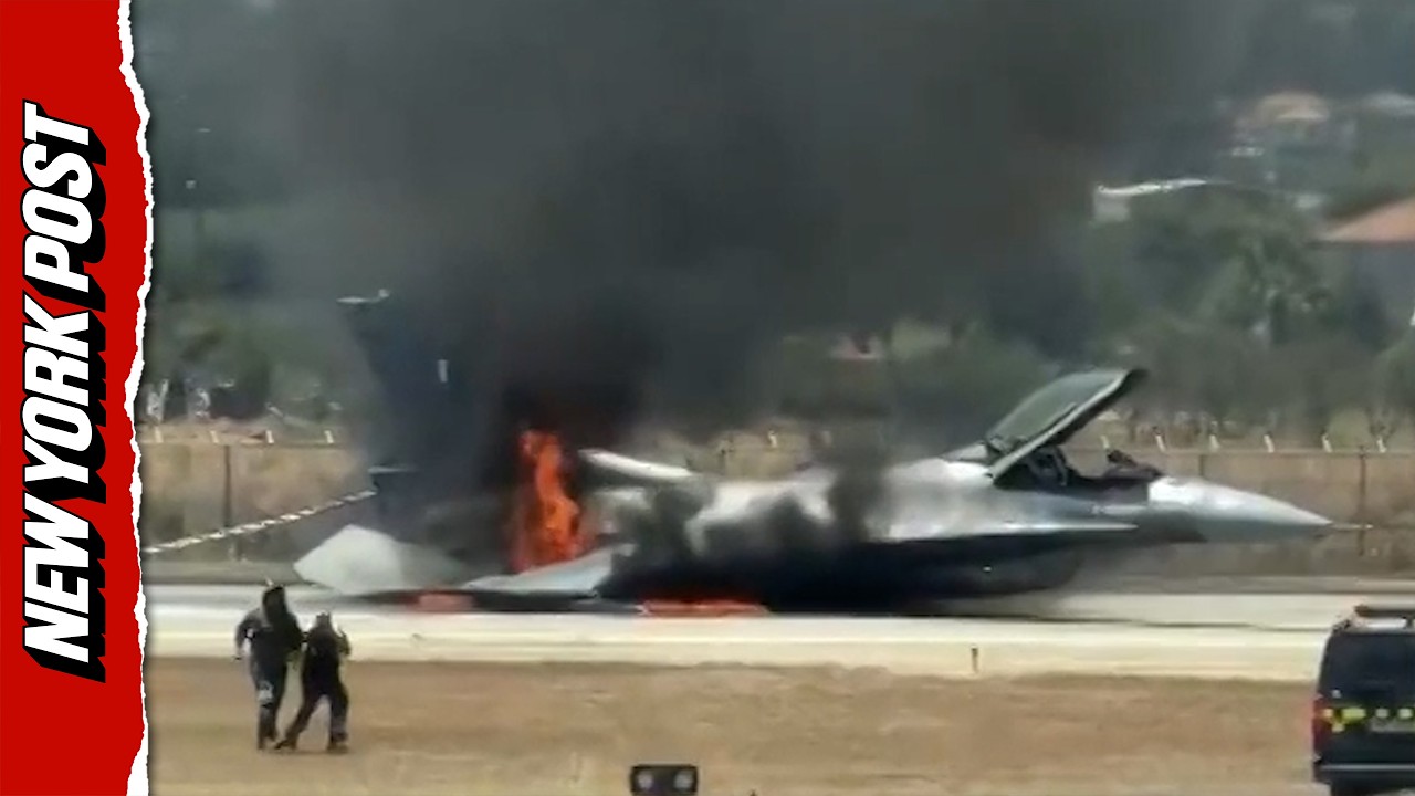 F-16 Fighter Jet Blaze Forces Emergency Landing in Greece