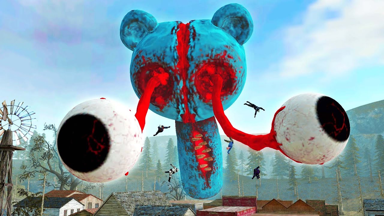 Horror Sky Blue Sprunki Phase 4 บุกหมู่บ้านกลางป่า