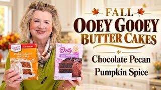 Fall Ooey Gooey Butter Cakes 🍂 Chocolate Pecan & Pumpkin Spice!