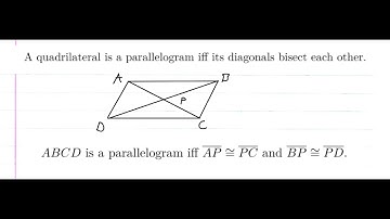 Prove that a Quadrilateral is a Parallelogram iff its Diagonals bisect each other.