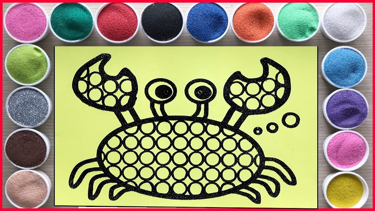 VẼ và TÔ MÀU TRANH CÁT POP IT CON CUA ĐỎ - Sand painting red crab pop it (Chim Xinh channel)