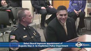 Hopkinton Select Board welcomes 2 new firefighters and police officer to town